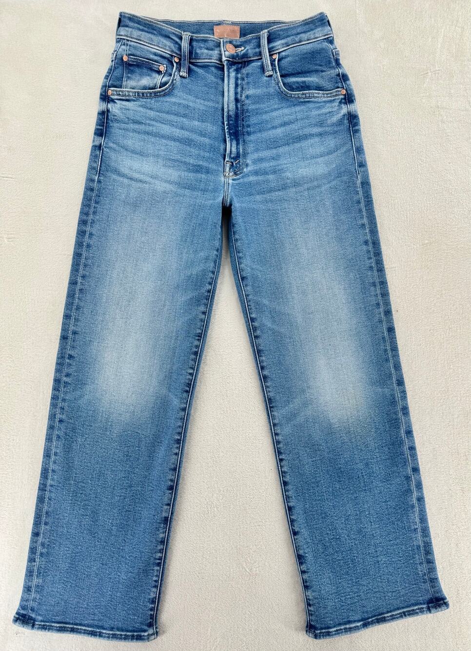 Mother Jeans Lil Rambler Zip Flood High Rise Out of the Blue 26 Petite